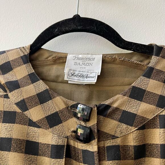 Vintage Francesca of Damon Starington Saks 100% Silk Secretary Brown Dress - siz - Picture 2 of 7